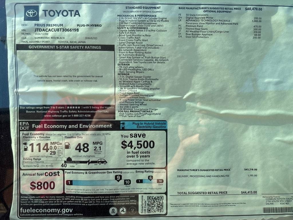 Used 2026 Toyota Prius Plug-In Hybrid w/ Limited Premium Package FWD image 10