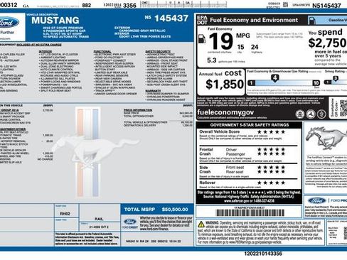 Certified 2022 Ford Mustang GT Premium w/ Equipment Group 401A RWD image 19