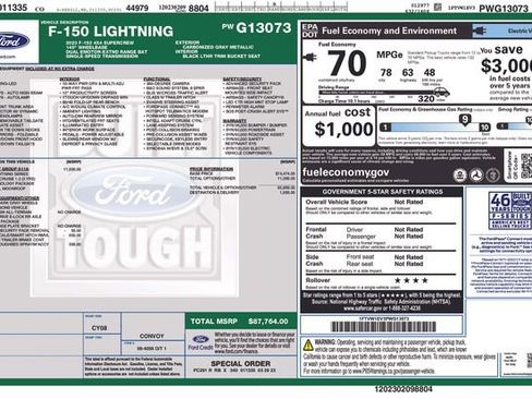 Certified 2023 Ford F150 Lightning Lariat w/ Equipment Group 511A High image 6