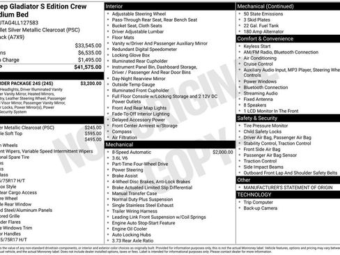 Used 2020 Jeep Gladiator Sport w/ Quick Order Package 24S image 15