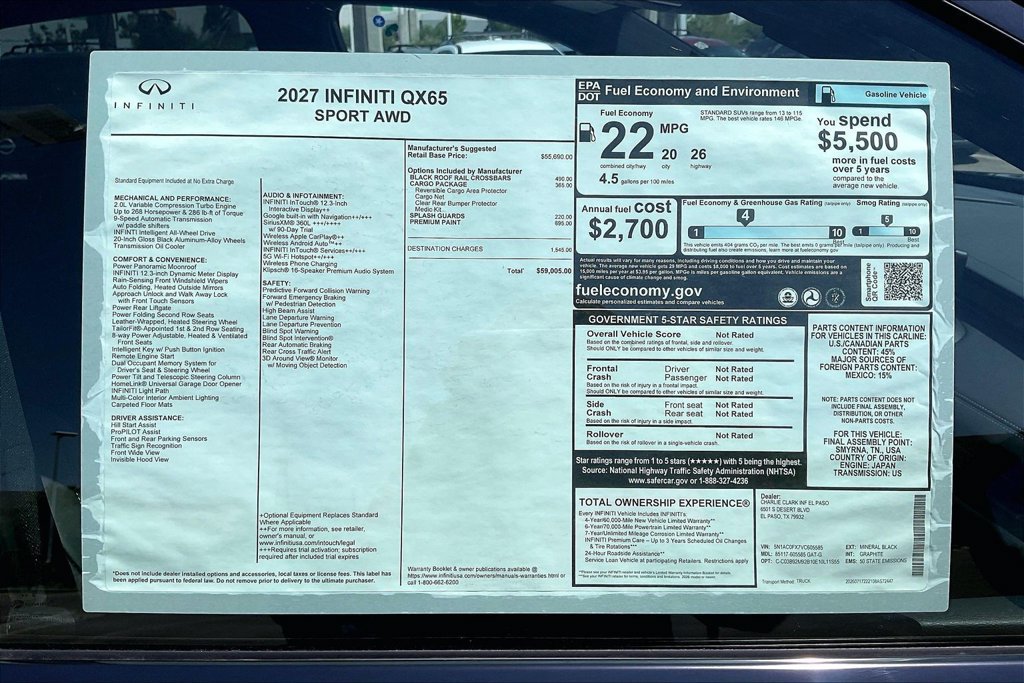 New 2027 INFINITI QX65 Sport w/ Cargo Package AWD/4WD image 14