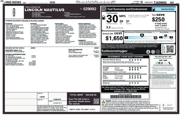 New 2026 Lincoln Nautilus Premier w/ Jet Appearance Package AWD/4WD image 32