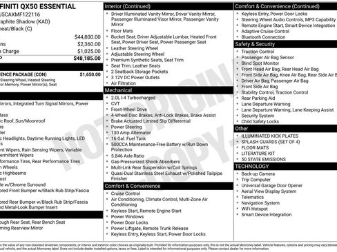 Certified 2021 INFINITI QX50 Essential w/ Convenience Package FWD image 10