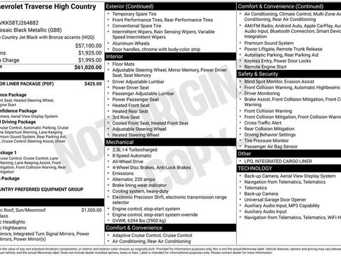 New 2026 Chevrolet Traverse High Country w/ LPO, Floor Liner Package AWD/4WD image 10
