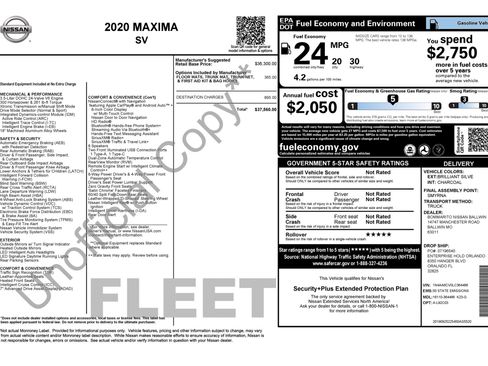 Used 2020 Nissan Maxima 3.5 SV w/ Floor Mat Group image 2