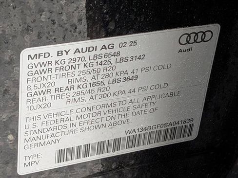 Used 2025 Audi Q6 e-tron Prestige w/ Black Warm Weather Package image 16