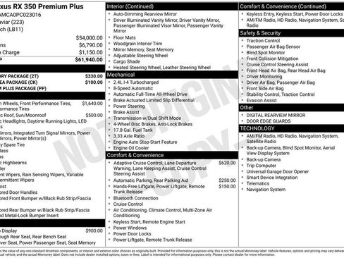 Used 2023 Lexus RX 350 Premium Plus w/ Accessory Package AWD/4WD image 2