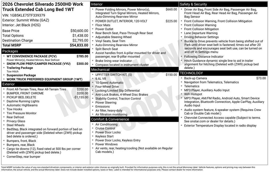 New 2026 Chevrolet Silverado 2500 W/T w/ WT Convenience Package AWD/4WD image 4