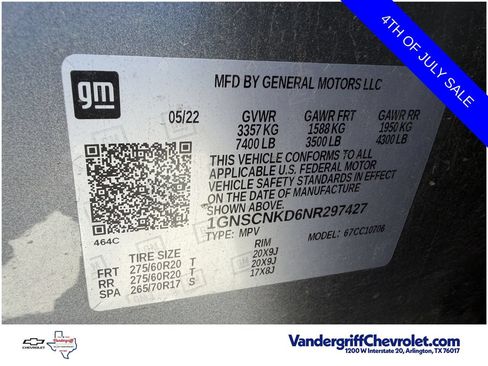 Used 2022 Chevrolet Tahoe LT w/ LT Signature Package RWD image 34