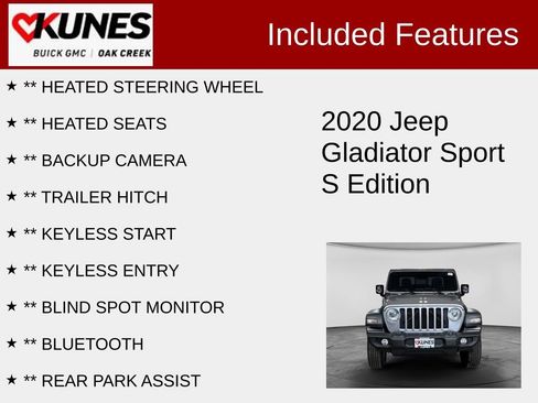 Used 2020 Jeep Gladiator Sport w/ Quick Order Package 24S AWD/4WD image 2