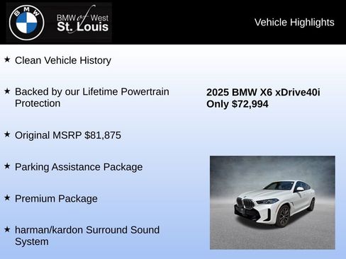 Used 2025 BMW X6 xDrive40i w/ Premium Package image 8