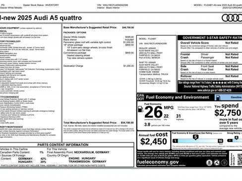 New 2025 Audi A5 2.0T Premium w/ Convenience Package image 4