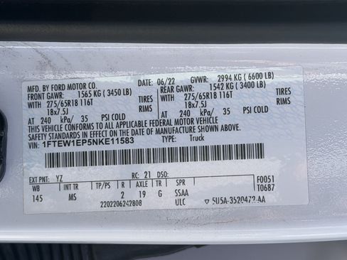 Used 2022 Ford F150 XLT w/ Equipment Group 302A High AWD/4WD image 12