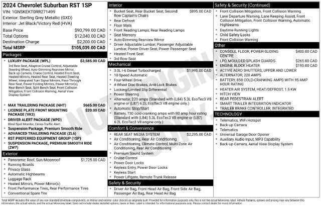 Used 2024 Chevrolet Suburban RST w/ Luxury Package AWD/4WD image 37