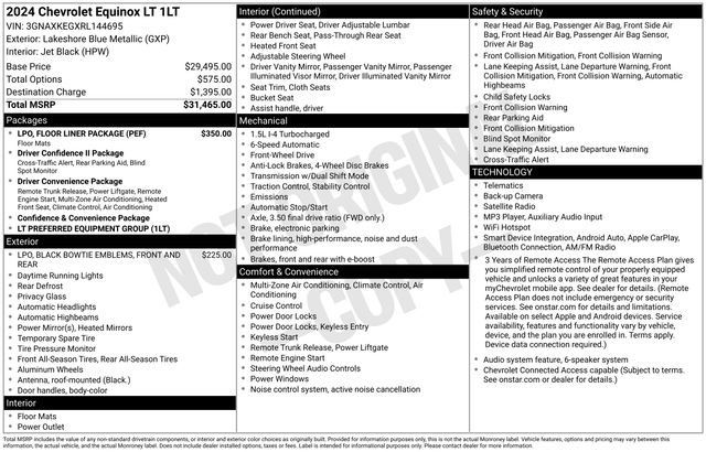 Certified 2024 Chevrolet Equinox LT w/ LPO, Floor Liner Package FWD image 34