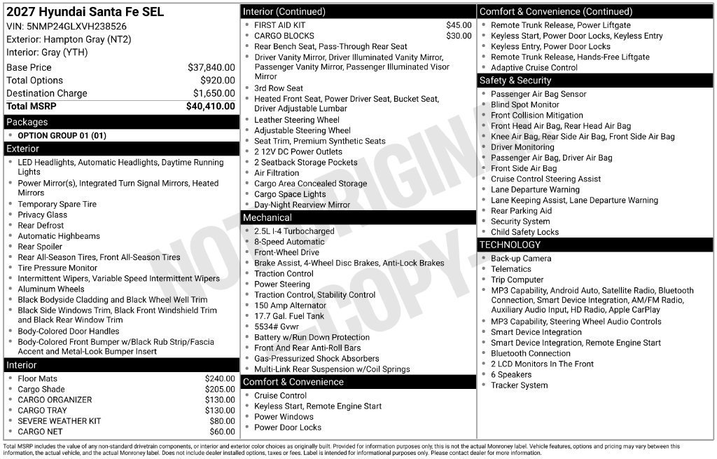 Certified 2027 Hyundai Santa Fe SEL FWD image 34