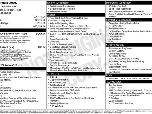 Used 2015 Chrysler 200 S w/ Navigation & Sound Group I FWD image 2
