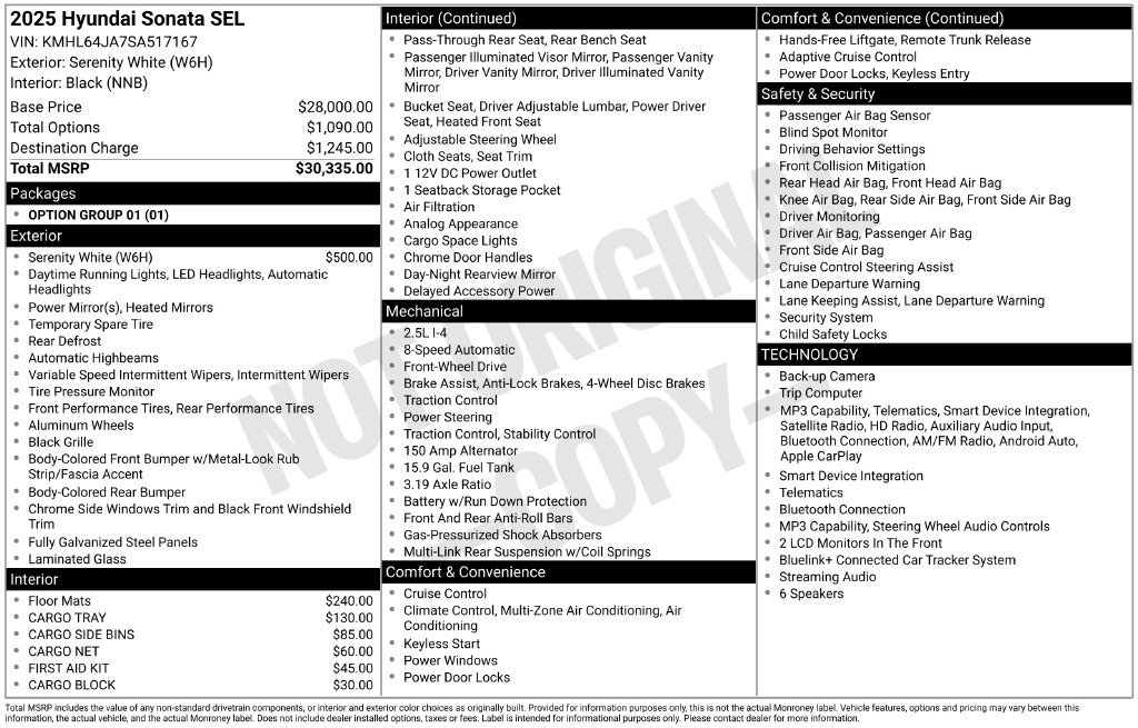 Certified 2025 Hyundai Sonata SEL FWD image 18