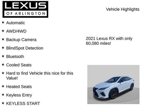 Used 2021 Lexus RX 350 F Sport w/ Cold Area Package (CT) AWD/4WD image 8