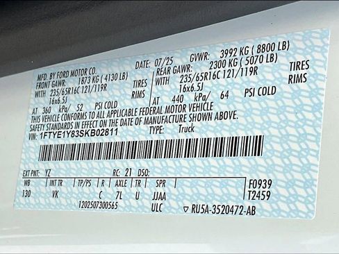 New 2025 Ford Transit 150 Low Roof w/ Load Area Protection Package image 13