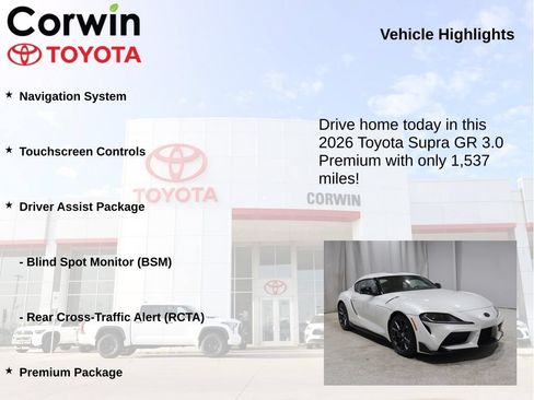 Used 2026 Toyota Supra Premium w/ Driver Assist Package RWD image 6