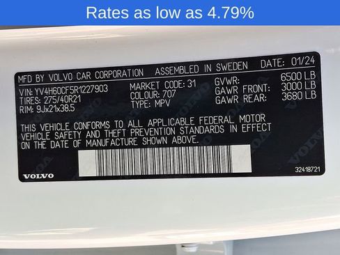 Certified 2024 Volvo XC90 T8 Ultimate w/ Lounge Package image 29