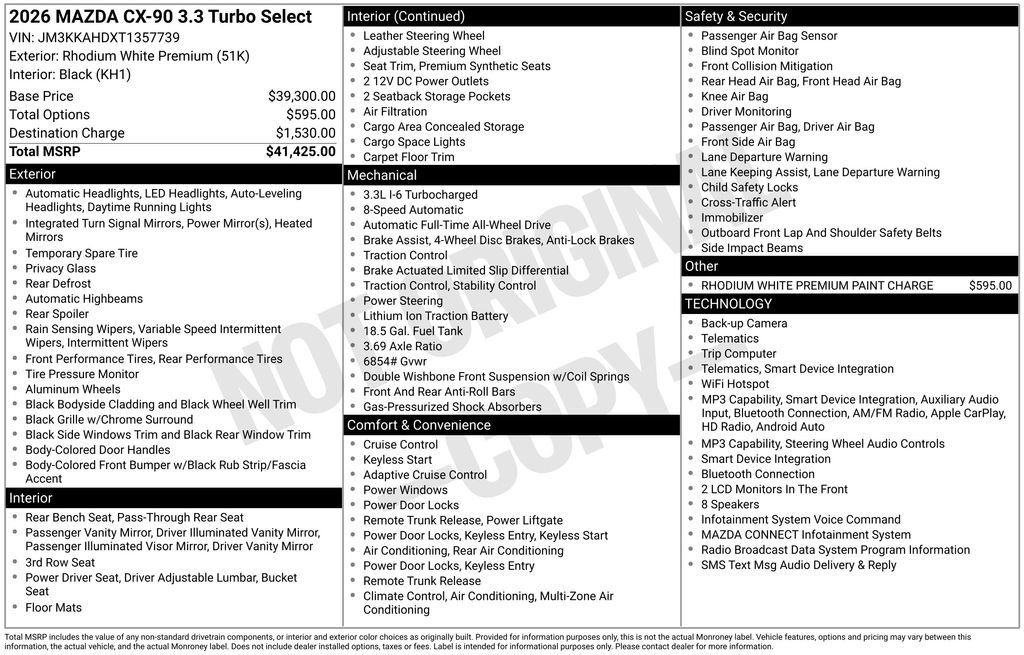 Certified 2026 MAZDA CX-90 3.3 Turbo w/ Select Package AWD/4WD image 5
