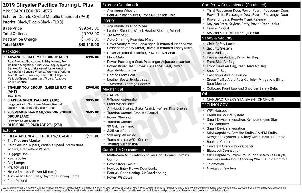 Used 2019 Chrysler Pacifica Touring-L Plus FWD image 17
