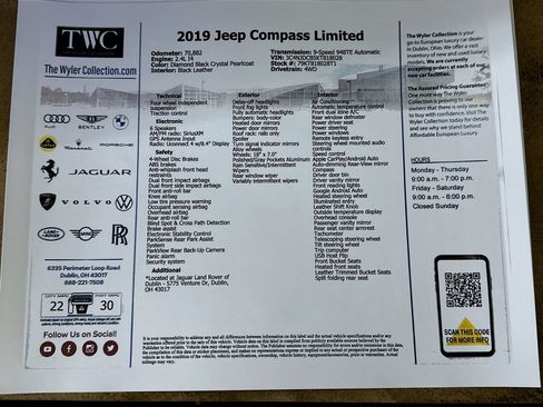 Used 2019 Jeep Compass Limited w/ Safety & Security Group AWD/4WD image 44