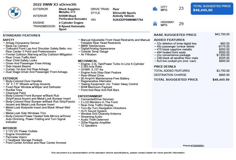 Used 2022 BMW X3 sDrive30i RWD image 3