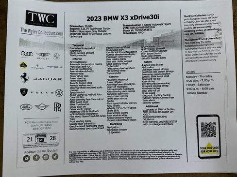 Used 2023 BMW X3 xDrive30i w/ Premium Package AWD/4WD image 49