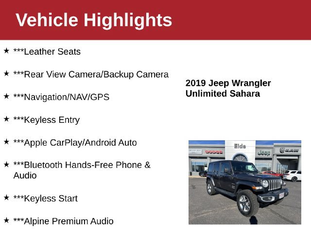 Used 2019 Jeep Wrangler Unlimited Sahara AWD/4WD image 4