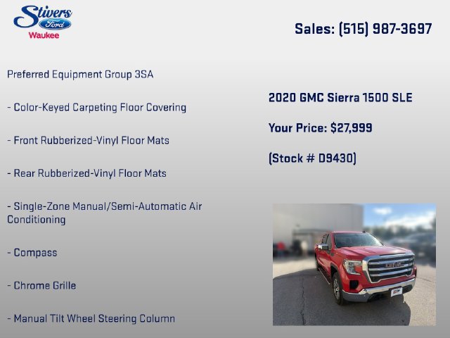 Used 2020 GMC Sierra 1500 SLE w/ SLE Value Package AWD/4WD image 16