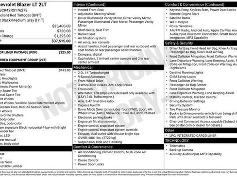 Certified 2024 Chevrolet Blazer LT w/ LPO, Floor Liner Package FWD image 30