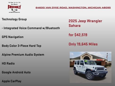 Used 2025 Jeep Wrangler Unlimited Sahara w/ Technology Group AWD/4WD image 15