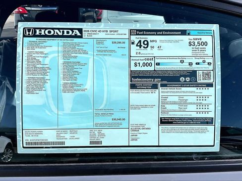 New 2026 Honda Civic Sport image 22