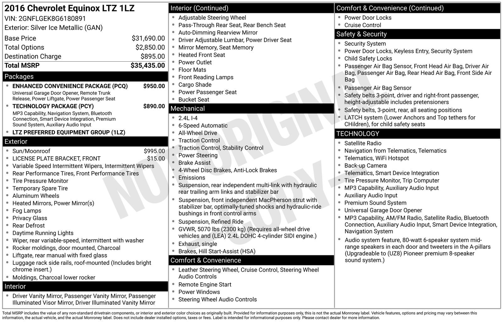 Used 2016 Chevrolet Equinox LTZ w/ Enhanced Convenience Package AWD/4WD image 5