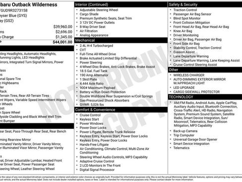Certified 2024 Subaru Outback Wilderness AWD/4WD image 29