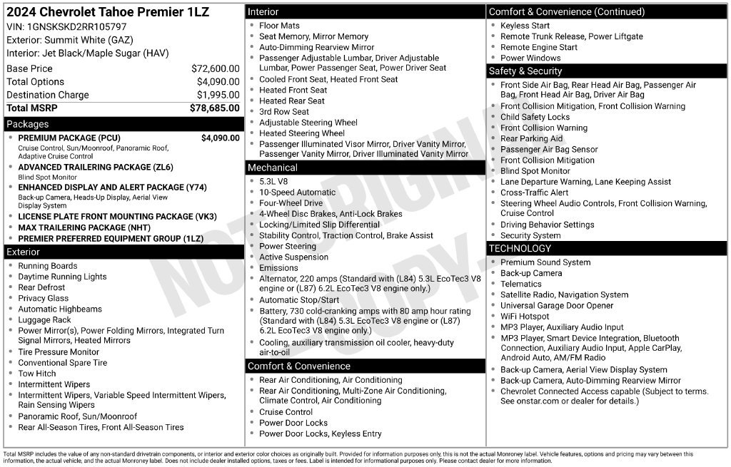 Used 2024 Chevrolet Tahoe Premier w/ Premium Package AWD/4WD image 24