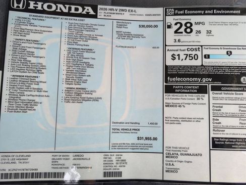 New 2026 Honda HR-V EX-L image 16