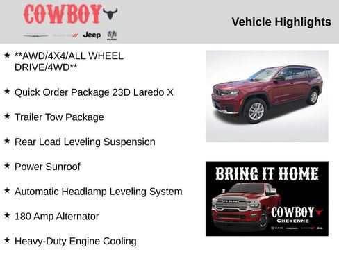 Used 2024 Jeep Grand Cherokee L Laredo w/ Trailer Tow Package AWD/4WD image 5