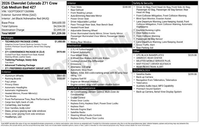New 2026 Chevrolet Colorado Z71 w/ Technology Package AWD/4WD image 4