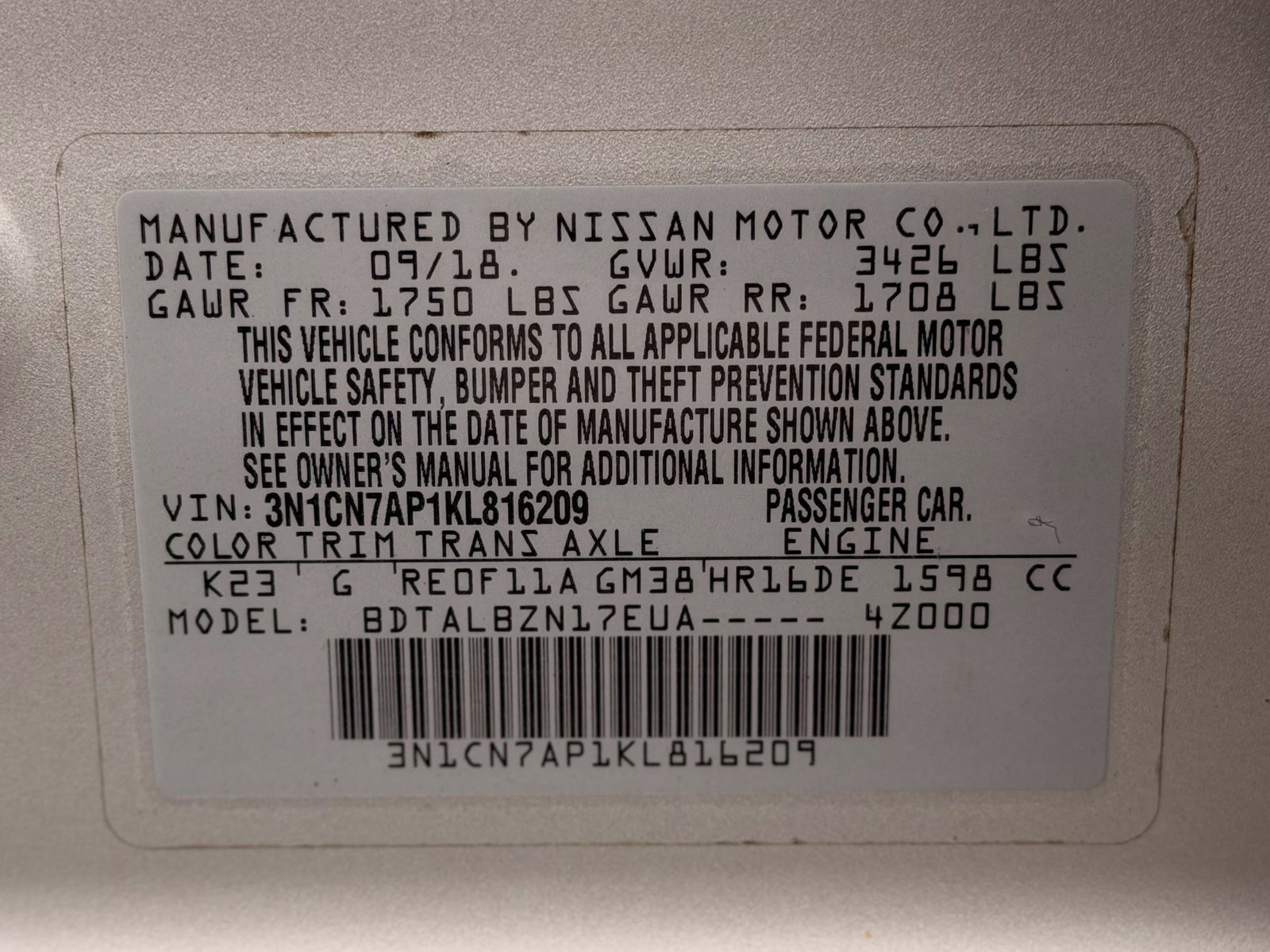 Used 2019 Nissan Versa SV FWD image 35