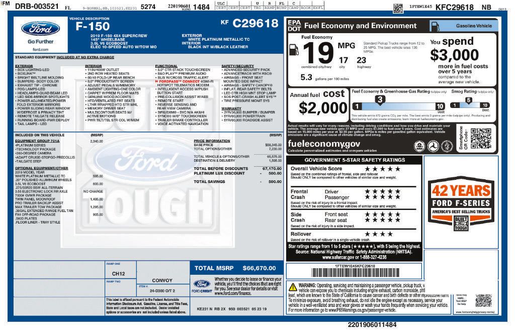 Used 2019 Ford F150 Platinum w/ Equipment Group 701A Luxury AWD/4WD image 8