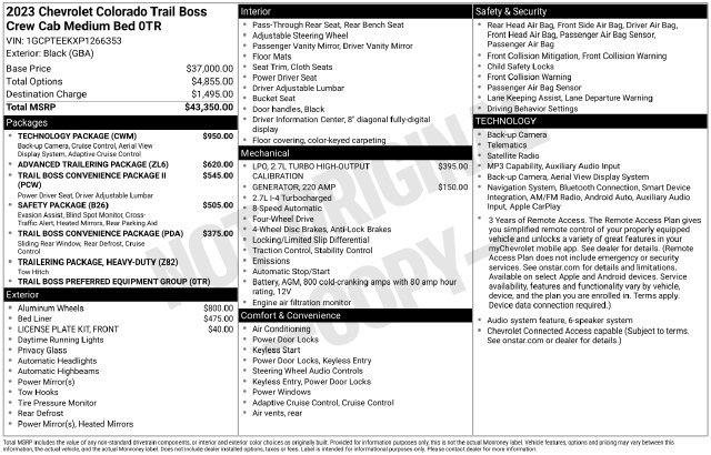 Used 2023 Chevrolet Colorado Trail Boss w/ Technology Package AWD/4WD image 40