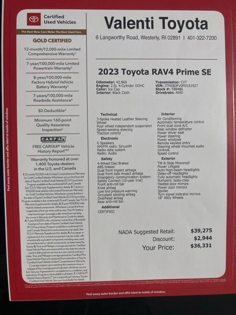 Certified 2023 Toyota RAV4 SE w/ Weather & Moonroof Package AWD/4WD image 42
