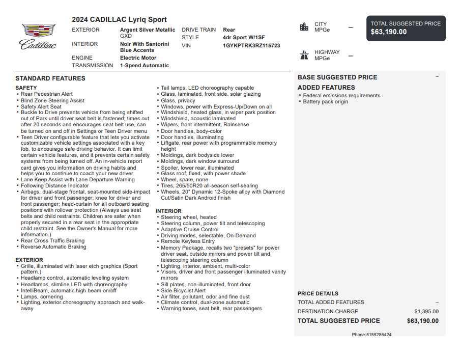 Used 2024 Cadillac Lyriq Sport RWD image 3