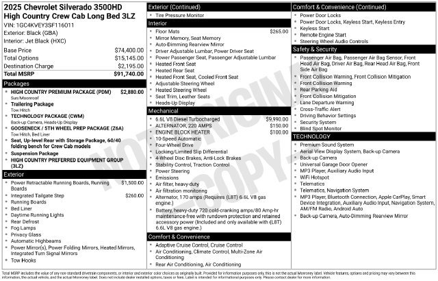 Used 2025 Chevrolet Silverado 3500 High Country w/ High Country Premium Package AWD/4WD image 26