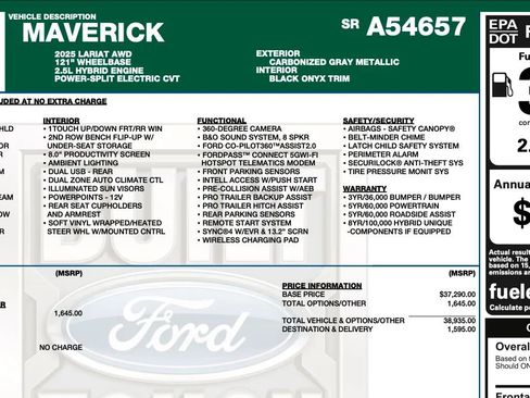 Used 2025 Ford Maverick Lariat w/ Black Appearance Package image 2