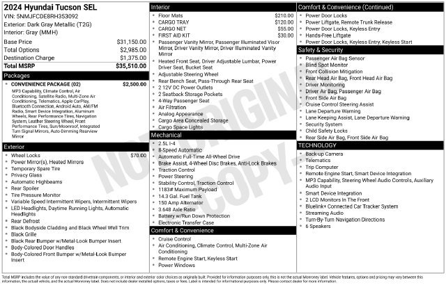 Certified 2024 Hyundai Tucson SEL w/ Convenience Package AWD/4WD image 37
